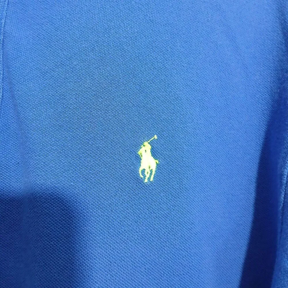 Polo Ralph Lauren Polo Shirt Men L Blue Short Sleeve Neon Little Pony